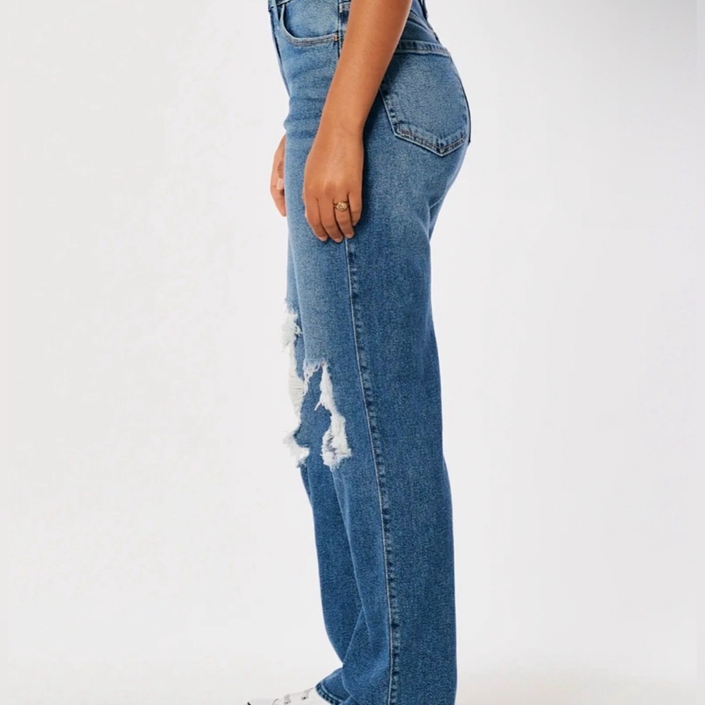 NWT Hollister Medium Denim Ultra High Rise Dad Jeans Stretch Sz 15 Short 32/S - Picture 4 of 4